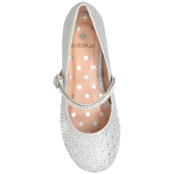 SOBEYO Mini Heel Silver Nude Shimmer Shoe Sz 5 - Picture 2 of 10